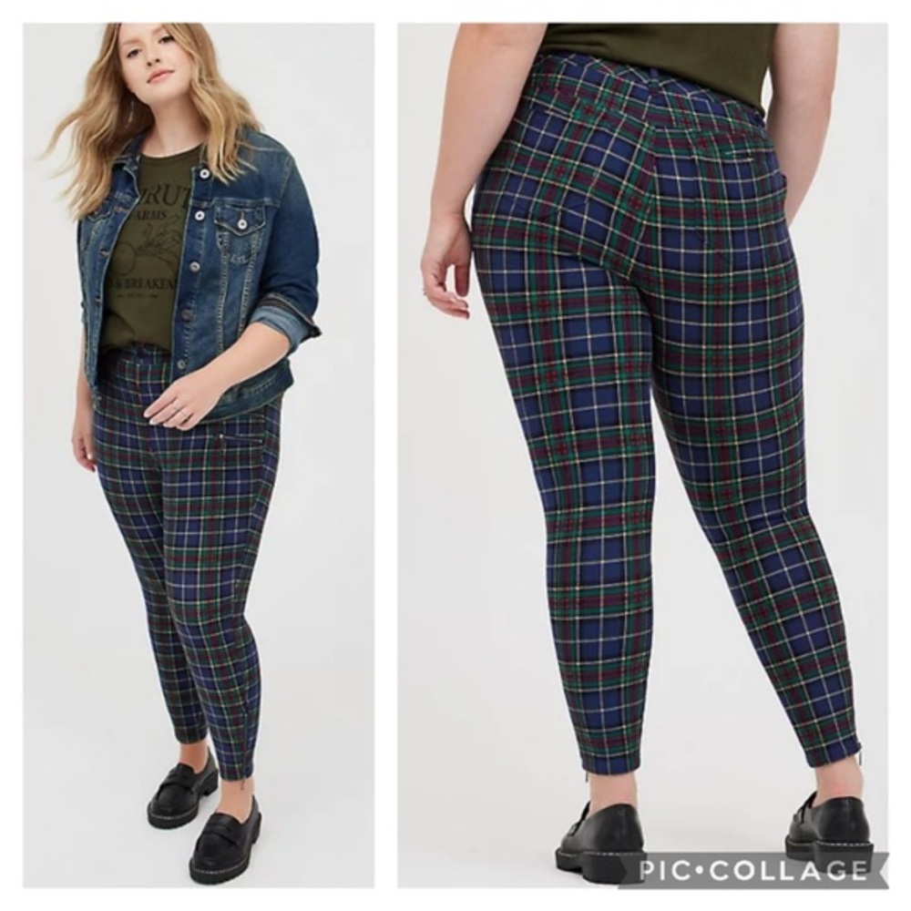 Plaid Ponte Stretch Ankle Skinny Pant